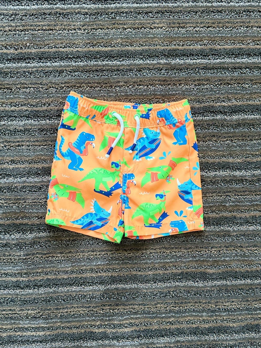 Gymboree Toddler Orange Swim Shorts with Blue & Green Dino Print